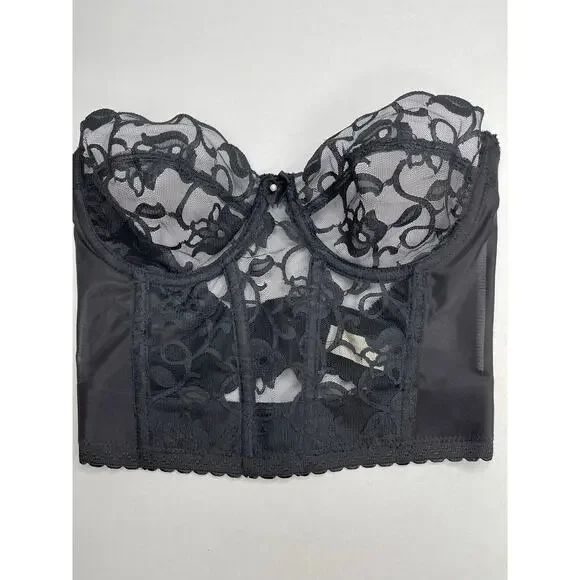 Vintage Victoria Secret Black Lace Corset Size 34C Gold Label - Picture 3 of 10